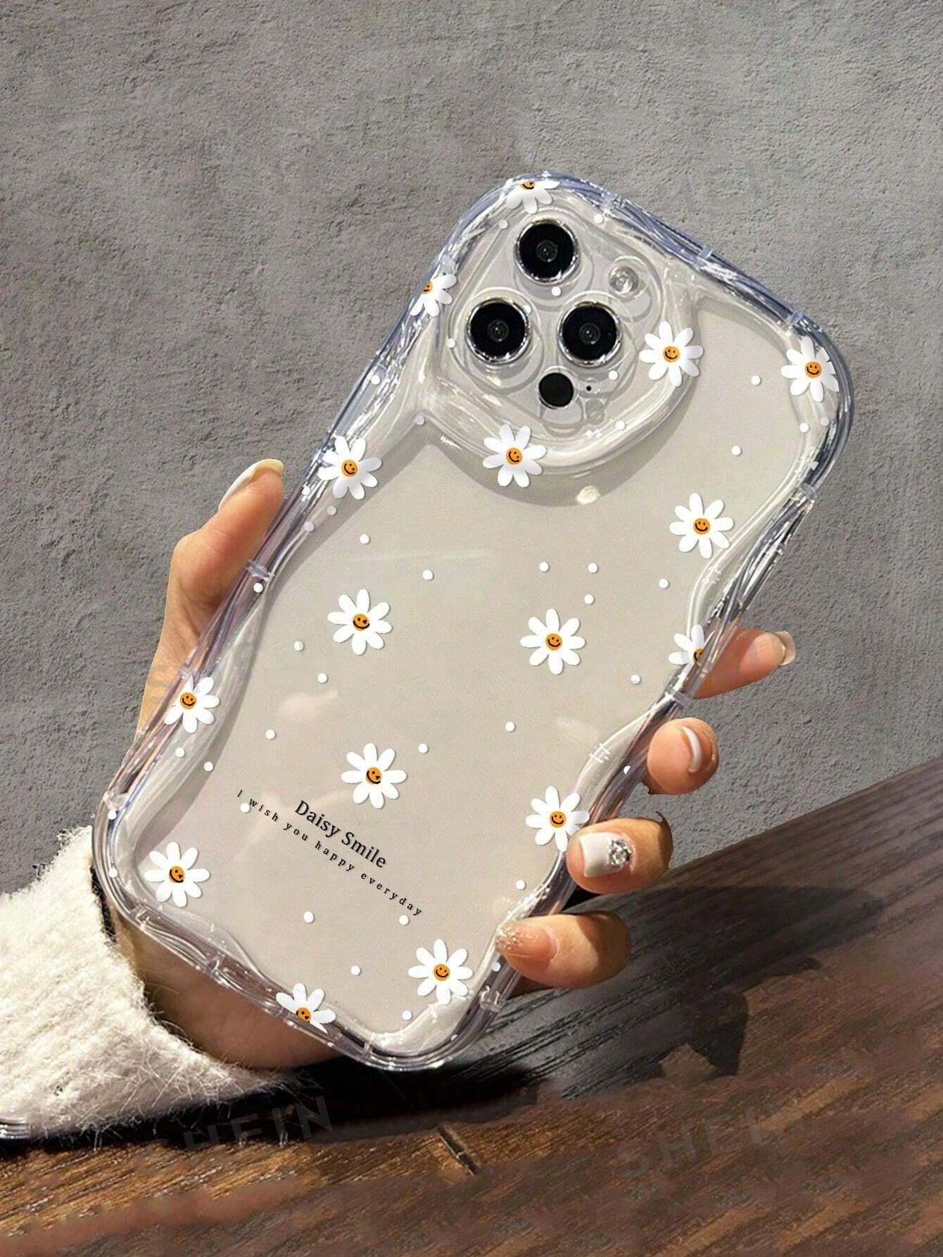 Flower Phone Case Apple Phone Case Daisy Pattern, Brighten Your Simple Thickened Anti-Drop Phone Case Compatible Waterproof Shockproof Scratch-Resistant - Clear - View 1