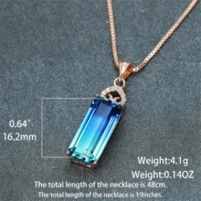 华丽的长方形彩色水晶枝棱镜吊坠项链，日韩奢华风格，彩虹项链，日常佩戴配饰，四季皆宜的女士个性珠宝，可爱新娘蝴蝶结锆石婚礼订婚珠宝礼物 - 彩色 - 查看 7