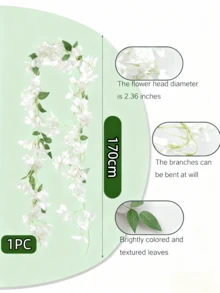 Nejlue Artificial Flowers/Plants1111 Home & Living 1 vòng hoa giấy nhân tạo 170cm, dây leo hoa giấy giả bằng lụa, bền, chống oxy hóa - Thích hợp trang trí nhà cửa và sân vườn, tuyệt vời cho đám cưới và các lễ hội theo mùa, thích hợp trang trí nhà cửa, phòng ngủ, bàn tiệc, sinh nhật, đám cưới, sân vườn, trong nhà và ngoài trời, trang trí mùa xuân. - Trắng tinh khiết - Xem 7