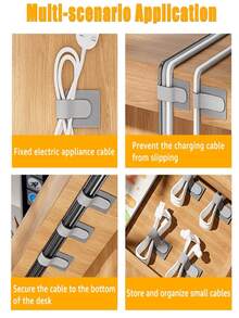 Durable Self-Adhesive Nylon Cable Ties - White, Gray, Black, Reusable And Multipurpose Cable Ties, Versatile Hook And Loop Fastener Straps, Reusable Cable Organizer, Strong Self-Adhesive Ties, Easy To Manage Computer/Data Cables/Ropes, Essential For Office Desk Cable Management - Multicolor - View 10