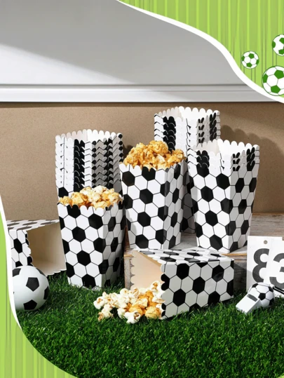 10 hộp đựng bỏng ngô chủ đề bóng đá, thích hợp cho các bữa tiệc xem World Cup, sinh nhật chủ đề bóng đá, các buổi tụ họp sự kiện thể thao, hộp đựng đồ ăn nhẹ thiết yếu.