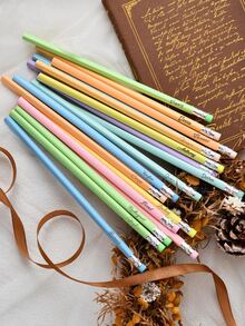Customized Text LOGO Candy Color Triangle Pencil, Writing, Sketching, Drawing Pencil, Learning Stationery With Eraser, HB Pencil, Macaron Wooden Pencil, Jelly Pencil, Perfect Gift For Friends, Teachers, Family, Colleagues For Daily Office And Student Use - Multicolor - View 5