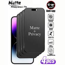 4 Stücke matte Anti-Spion, Anti-Blendung, Anti-Fingerabdruck Keramik Bildschirmschutz, Vollflächenabdeckung, kompatibel mit Handyhüllen, geeignet für iPhone 17 Pro Max, 17 Air, 16 Pro Max, 16 Pro, 16 Plus, 16, 15 Pro Max, 14 Pro Max, 13 Mini, 12, 11, XS Max, XR, 8 Plus, 7 Plus - Schwarz - Übersicht 14
