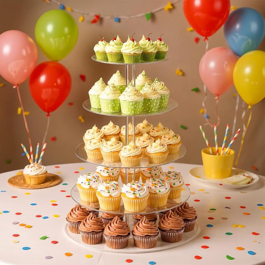 Giá trưng bày tráng miệng nhiều tầng bằng acrylic trong suốt có thể đặt ở phòng khách, phòng ăn hoặc bàn trà. Thích hợp cho các bữa tiệc sinh nhật, tiệc cưới, tiệc trà chiều, dim sum, giúp trưng bày món tráng miệng đẹp mắt hơn, dễ dàng tạo nên một bàn tráng miệng tinh tế và tràn đầy không khí lễ hội. - Trong sáng - Xem 1