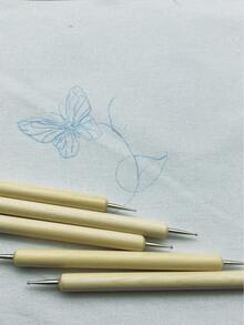 1 Set Clay Carving Tool Kit, Stamps, Dotting Tools, DIY Art Crafts, Wooden Handle, Non-Electric - Iron Pen - View 5