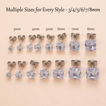 1 Đôi bông tai nữ kiểu dáng cổ điển thanh lịch, hình vuông, bốn chấu, đính đá Cubic Zirconia, trang sức cổ điển phù hợp để đeo hàng ngày, đi làm, dự đám cưới, tiệc tùng và làm quà sinh nhật. - MEXICO - Xem 4