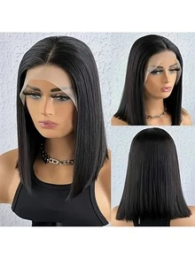Pelucas de cabello virgen brasileño con mezcla de colores, 180% de densidad, cabello liso con encaje frontal de 13*4, encaje transparente, para mujeres y niñas, colores naturales marrón/burdeos/naranja (pelucas bob de 8-16 pulgadas, pelucas largas de 18-36 pulgadas) - SNatural - Ver 8