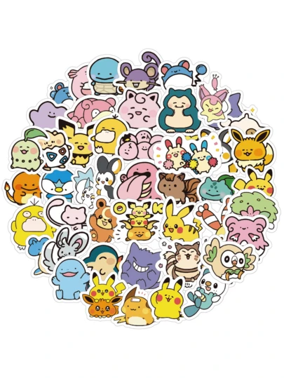 pokemon Stickers 100 Pieces - Waterproof Vinyl, Cute Cartoon Decals For Kids Laptop Water Bottle Scrapbooking
