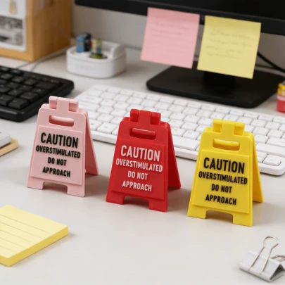 1 biển trang trí để bàn, quà tặng dễ thương cho bạn trai/bạn gái, cảnh báo: Không được đến gần bàn do quá phấn khích, trang trí nhà cửa, phụ kiện nhà cửa, vật trang trí, đồ dùng gia đình thu nhỏ