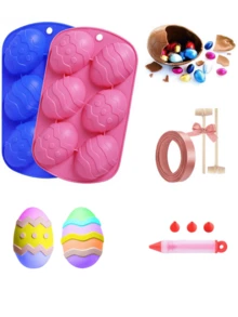 Khuôn silicon 8 ngăn hình trứng Phục Sinh bằng sô cô la, dùng làm đá viên, bánh pudding, thạch, món tráng miệng, xà phòng, khuôn nướng. - Nhiều màu - Xem 3