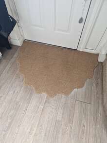 1pc Brown Half-Circle Faux Jute Woven Carpet. Unique Wavy Edge, Exclusive Original Design, Anti-Scratch, Washable, Ideal For Pet Owners, Suitable For Living Room, Dining Room, Study, Bedroom And Entryway Decor - New Brown Wave Style - View 4