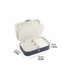 1 pieza Caja de joyería de gran capacidad de piel sintética, estuche de exhibición de joyas, caja de joyería de viaje, caja de joyería a prueba de polvo y agua, caja de joyería para regalo de fiesta, regalo del Día de San Valentín, regalo de cumpleaños para novia - Multicolor - Ver 14