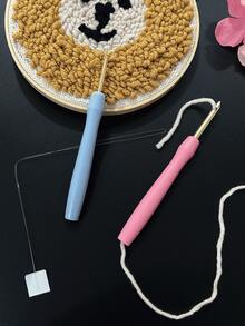 Fixed Head Plastic Handle Punch Needle, Pink And Blue Colors Available, Suitable For Punch Embroidery, Home Decor, Handmade Gifts, Holiday Decorative Paintings And Other Fabric DIY Crafts - Plastic Non-replaceable Needle - View 6