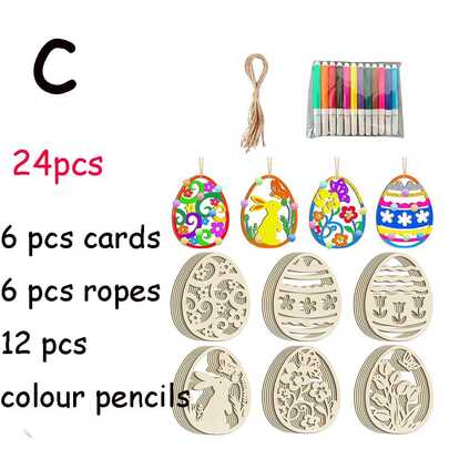 24pcs Easter Bunny & Egg Ornaments, DIY Painting Decorations, Easter Handmade Crafts, Easter Basket Hanging Decor, Easter Decorations, Party Supplies, Home Decor, Easter Gifts, Easter Backdrop, Easter Home, Easter Wreath, Easter Egg Hunt