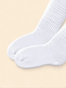 1 Pair Women's White Fashionable Slouch Socks, Suitable For Daily Wear - White - View 3