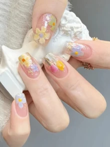 Miếng dán móng tay gel bán khô, 20 miếng, chất lượng salon, bền lâu, dễ dán và gỡ bỏ, có đèn UV. - Hồng - Xem 5