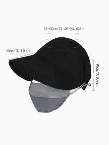1 chiếc mũ chống nắng gấp gọn thoáng khí dành cho nữ, thiết kế vành rộng, chống tia UV, có lỗ để buộc tóc đuôi ngựa. - Nhiều màu - Xem 6