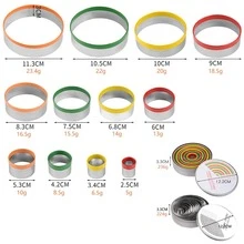 Bộ 12 khuôn cắt bánh quy tròn bằng thép không gỉ, khuôn có gọng, khuôn tròn tạo bong bóng, khuôn vòng bánh, khuôn vỏ bánh nướng, bộ khuôn làm bánh bao và mousse. - Xem 9