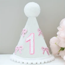 Baby Birthday Hat Numbers 1-5, Felt Birthday Party Hat For Baby Girl, Toddler First Birthday Hat With Pom Pom, 1st 2nd 3rd 4th 5th Birthday Party Photo Shoot Props - Multicolor - View 4