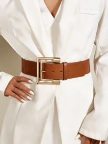 Women's Elastic Wide Belt, Decorative For Blazers, Coats, Down Jackets & Dresses, Simple Waist Accessory/Waist Cincher - Brown - View 1