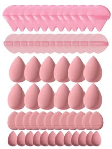 5/10/20/30/40/50/60/80/100件化妆工具套装包含：10个液体化妆海绵 + 10个迷你液体化妆海绵 + 10个散粉定妆三角粉扑 + 10个气垫粉扑 + 10个迷你遮瑕气垫粉扑 - 西瓜粉 - 查看 8