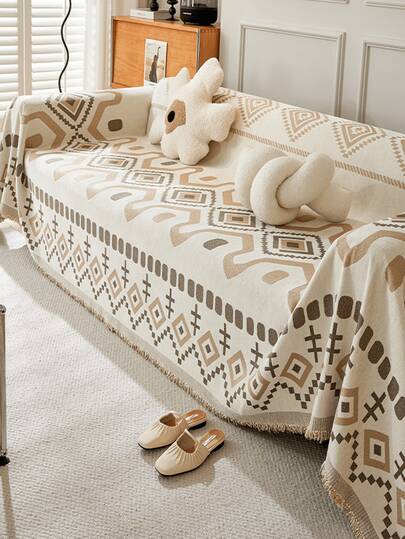 1 chiếc chăn phủ sofa đa năng phong cách Bohemian có tua rua, có thể giặt máy, bảo vệ đồ nội thất chống trượt, phù hợp cho phòng khách, phòng ngủ, trang trí nhà cửa, đám cưới, ngày lễ, Eid, quà tặng Ngày của Mẹ.