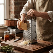 9-Inch 4-In-1 Stainless Steel Vegetable Grater, Slicer, Shredder And Cheese Grater, Ideal Gift For Cooking Enthusiasts, Christmas/Halloween/Birthday, Kitchen Gadget - Silver - View 2