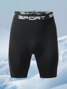 3-Pack Men's Compression Shorts - Made Of A Polyester And Spandex Blend, White With Blue Accents And A "BEAST" Graphic Design. Suitable For Running, Cycling, Gym Workouts, Yoga, Hiking, And Casual Wear; All Seasons Available. - Black - View 4