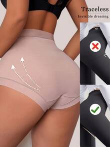 4pcs Women's Solid Color High Waist Shaping Shorts, Comfortable Seamless Ladies Underwear - Multicolor - View 5