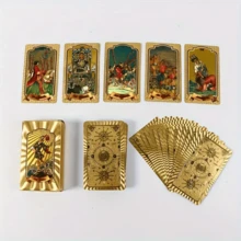 1件 金箔塔羅牌，熱燙彩色印刷塑膠防水桌面遊戲卡，卡牌遊戲，桌面遊戲配件，適用於室內遊戲、壓力緩解、派對遊戲、聚會、辦公室遊戲、團隊建設、旅行遊戲 - 彩色 - 查看 11