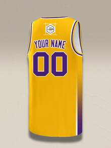 Jersey Basket Bolak-balik yang Dapat Disesuaikan, Seragam Tim yang Dipersonalisasi dengan Nama dan Nomor Kustom untuk Olahraga Pria dan Remaja - Kuning - View 4