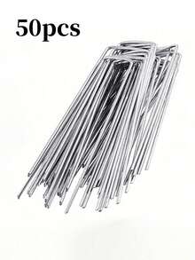 50/30/10pcs U-Shaped Garden Nails, Heavy Duty Fence Posts, Lawn Pegs, Galvanized Landscape Spikes For Securing Lawn Barriers - Multicolor - View 11