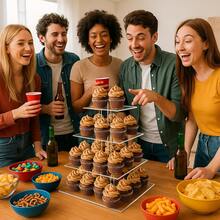 Giá trưng bày tráng miệng nhiều tầng bằng acrylic trong suốt có thể đặt ở phòng khách, phòng ăn hoặc bàn trà. Thích hợp cho các bữa tiệc sinh nhật, tiệc cưới, tiệc trà chiều, dim sum, giúp trưng bày món tráng miệng đẹp mắt hơn, dễ dàng tạo nên một bàn tráng miệng tinh tế và tràn đầy không khí lễ hội. - Trong sáng - Xem 6