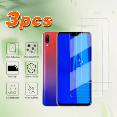 3片装高清手机屏幕保护膜，适用于荣耀Y7P/P40 LITE E/NOVA 7 SE/P40 LITE 5G/X7/X7A/NOVA Y70/50 Lite/NOVA 3E/NOVA 9 SE/Nova 11i/Mate 20 Lite/Y5 2019/NOVA 5T/20 PRO/NOVA 8SE/NOVA 4E/9X LITE/荣耀10/Y5P/Nova 7 5G等型号，强力保护，易于安装，高清画质，无气泡。
