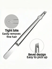 Horizontal Textured Eyebrow Tweezers, Angled Eyebrow Hair Removal Tool, Beauty Shaping Eyebrow Grooming Tool, High Quality Stainless Steel Eyelash Tweezers - Tweezers - View 2