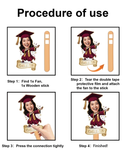 Custom 2026 Graduation Cartoon Photo Prop Personalized Class Of 2026 Text Handheld Sign Graduation Gift For Graduates Ceremony Decor