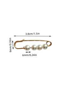 [10pcs/Pack]Pearl Decorated Brooches, Brooches With 6mm Faux Pearls, Exquisite And Beautiful. Total Length 3.8cm, Securely Fixed On Both Thick And Thin Fabrics Without Damaging Clothes. Can Be Used As Brooches To Embellish Outfits, Also Suitable For Clothing Modification, Fabric Embroidery Fixing And Other Handmade Operations, And Practical - Pin #6 - View 6