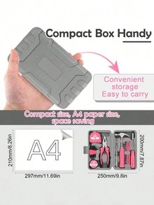 24Pcs Pink Women's Tool Kit, Household Repair Set With Hammer Pliers Screwdrivers, Compact Case For DIY Car Emergencies - Repair Tools - View 7