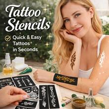 3件套镂空纹身模板，手绘海娜人体彩绘模板，节日喷绘模板，小型纹身图案模板 - 查看 5