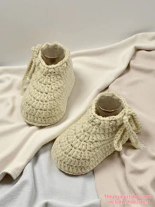 1 Pair Hand-Knitted Infant Crochet Boots, Toddler Indoor Floor Socks - Beige - View 9