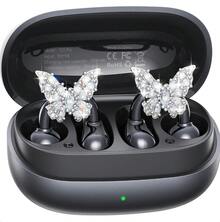 Clip-On Earbuds With Butterfly Earrings, Charge & Store Without Removing Earrings, Comfortable Fit & 50H Playtime Bluetooth Open Ear Headphones For Women, Small Ears, Gifts (Rose Gold) - Vàng hồng - Xem 1