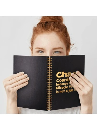 2/4pcs Chaos Coordinator Notebook - Gold Foil Hard Cover With Spiral Design - Motivational Work Journal, Suitable For Employee Appreciation And Colleague Appreciation Gifts - Office Humor Essential, Team Building Gift Idea, Boss's Day Gift, Spring Productivity Booster, Easter Workplace Gift - Notebook, Diary, Notepad, Korean