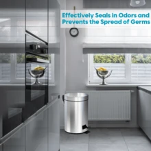 Crystals 3L Stainless Steel Pedal Bin With Removable Inner Bucket – Compact Kitchen & Bathroom Waste Bin - Pedal Bin - View 8