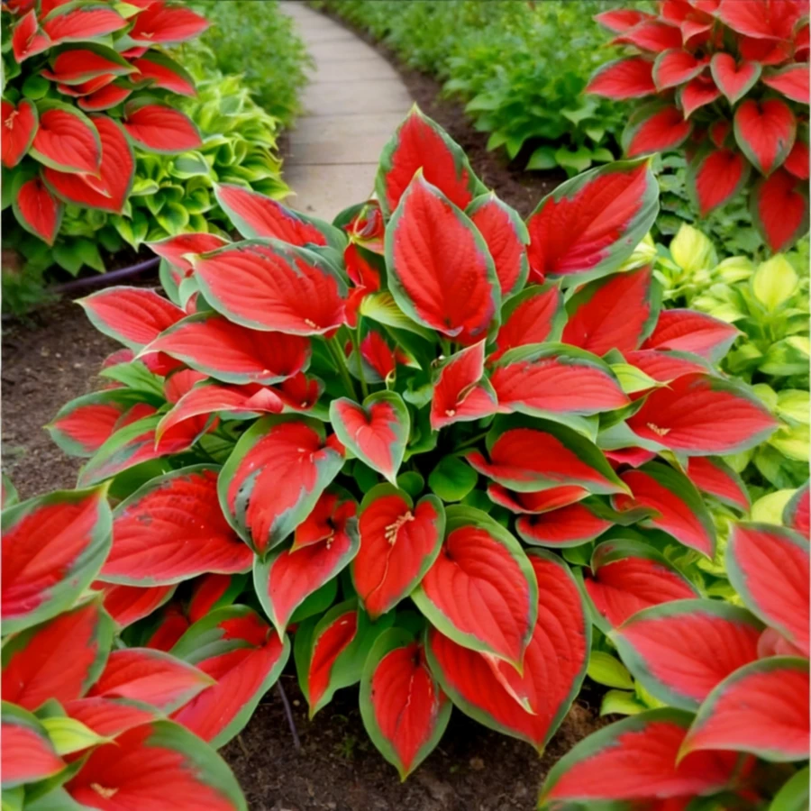 1 Pack Red Hosta Stunning Red Leaves With Green Edges | Ornamental Perennial - 1 gói - Xem 1