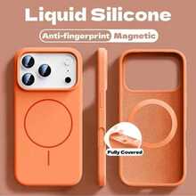 1pc Liquid Silicone Shock-Proof Full Coverage Magnetic Phone Case, Suitable For IPhone 17 Pro Max/17/17 Pro And Other Phones - Orange - View 5