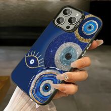 1pc Luxury Blue Evil Eye Mosaic And Agate Pattern Sparkling Rhinestone Accent Pattern IMD Phone Case, High-End Atmospheric,  Compatible With Apple 17 Pro Max/17 Air/16 Pro Max/15/14 Plus/13/12/11, Waterproof Shockproof Anti-Fall Scratch Resistant - Nhiều màu - Xem 6