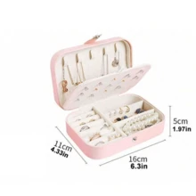 1 pieza Caja de joyería de gran capacidad de piel sintética, estuche de exhibición de joyas, caja de joyería de viaje, caja de joyería a prueba de polvo y agua, caja de joyería para regalo de fiesta, regalo del Día de San Valentín, regalo de cumpleaños para novia - Multicolor - Ver 12
