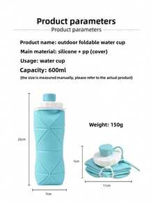 Outdoor Portable Water Cup Artifact! 600ml Foldable Silicone Cup, Easily Put In Your Pocket Foldable Water Cup Silicone Portable 600ml Outdoor Travel Sports Compressed Water Bottle Creative Casual Cup - 粉色 - 查看 3