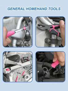 24Pcs Pink Women's Tool Kit, Household Repair Set With Hammer Pliers Screwdrivers, Compact Case For DIY Car Emergencies - Repair Tools - View 5