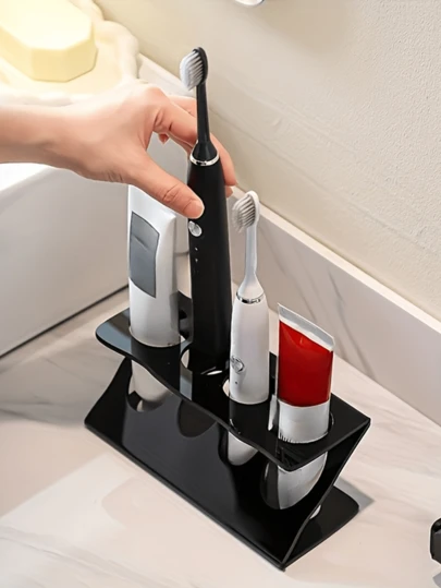 1 giá đựng bàn chải đánh răng, thích hợp cho tủ trang điểm phòng tắm, giá đựng kem đánh răng và các phụ kiện nha khoa.